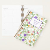 紫パーソナライズされたピンク黄フローラ年 プランナー手帳 (ディスプレー)