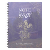 紫パーソナライズされたフローラ ノートブック (正面)