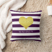 紫パーソナライズされたモダンのストライプ模様 クッション (ブランケット)