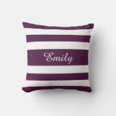 紫パーソナライズされたモダンのストライプ クッション (正面)