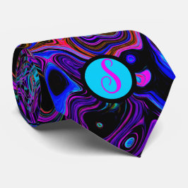 紫パーソナライズされたモノグラムのと黒 ネクタイ