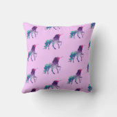 紫パーソナライズされたユニコーン枕小さな女の子 クッション (裏面)