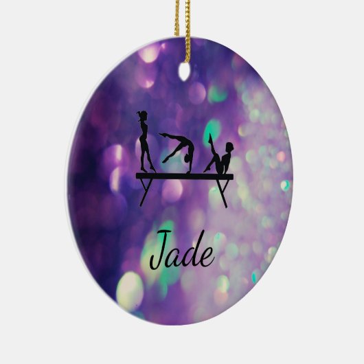 紫パーソナライズされた体操オーナメント セラミックオーナメント (右)