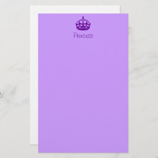 紫パーソナライズされた冠 便箋 (正面/裏面)