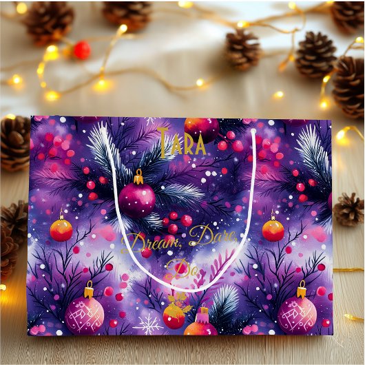 紫パーソナライズされた抱き枕付き大フェスティバル ラージペーパーバッグ