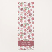 紫パーソナライズされた明るい赤紫色花フローラ ヨガマット (正面)