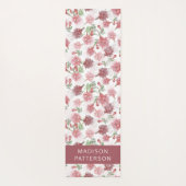 紫パーソナライズされた明るい赤紫色花フローラ ヨガマット (裏面)