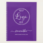 紫パーソナライズされた王室のと白のビジネス・ロゴ プランナー手帳 (正面)