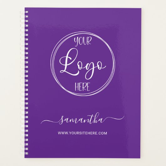 紫パーソナライズされた王室のと白のビジネス・ロゴ プランナー手帳 (正面)