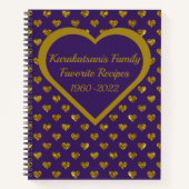 紫パーソナライズされた王室の形見レシピ本 ノートブック (正面)