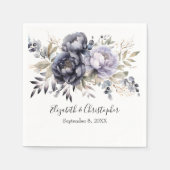 紫パーソナライズされた白フローラ植物学結婚院 スタンダードカクテルナプキン (正面)