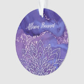 紫パーソナライズされた白水彩曼荼羅 オーナメント (正面)