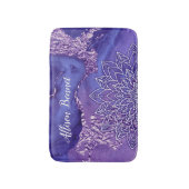 紫パーソナライズされた白水彩曼荼羅 バスマット (正面縦)
