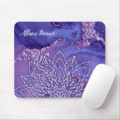 紫パーソナライズされた白水彩曼荼羅 マウスパッド (マウス)