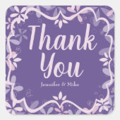 紫パーソナライズされた紫デイジー スクエアシール (正面)
