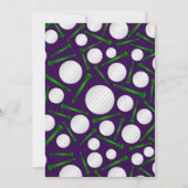紫パーソナライズされた色のゴルフボールティーを名付ける 招待状 (裏面)