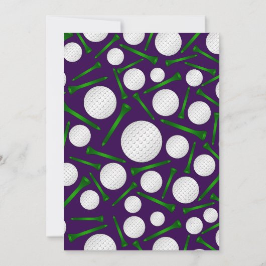 紫パーソナライズされた色のゴルフボールティーを名付ける 招待状 (裏面)