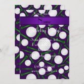 紫パーソナライズされた色のゴルフボールティーを名付ける 招待状 (正面/裏面)