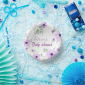 紫パーソナライズされた色の水色の花 ペーパーボウル (パーティー)