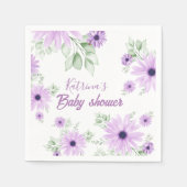 紫パーソナライズされた色の花赤ちゃんシャワー スタンダードカクテルナプキン (正面)