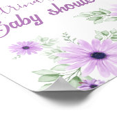 紫パーソナライズされた色の花赤ちゃんシャワー ポスター (角)