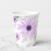 紫パーソナライズされた色の花赤ちゃんシャワー 紙コップ (裏面)