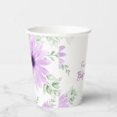 紫パーソナライズされた色の花赤ちゃんシャワー 紙コップ (右)