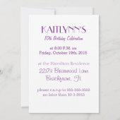 紫パーソナライズされた花文体操 招待状 (裏面)