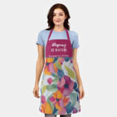 紫パーソナライズされた花文様 エプロン (着用した状態)