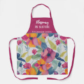 紫パーソナライズされた花文様 エプロン (正面)
