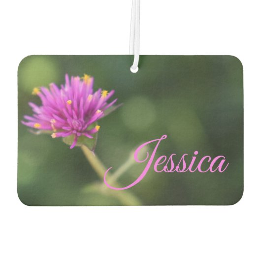 紫パーソナライズされた花自然撮影 カーエアーフレッシュナー (裏面)