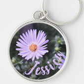紫パーソナライズされた花自然撮影 キーホルダー (正面)