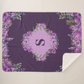 紫パーソナライズされた茄子フローラ シェルパブランケット (正面(横))