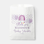 紫パーソナライズされた虹の赤ちゃんシャワー フェイバーバッグ (正面)