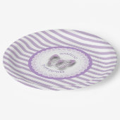 紫パーソナライズされた蝶の赤ちゃんシャワープレート ペーパープレート (アングル)