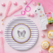 紫パーソナライズされた蝶の赤ちゃんシャワープレート ペーパープレート (パーティー)