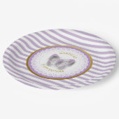 紫パーソナライズされた蝶の赤ちゃんシャワープレート ペーパープレート (アングル)