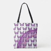 紫パーソナライズされた蝶トートバッグ トートバッグ (裏面)