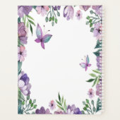 紫パーソナライズされた蝶フローラ枠 プランナー手帳 (裏面)