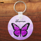 紫パーソナライズされた蝶 キーホルダー (正面)