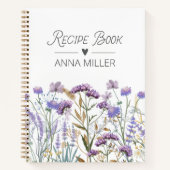 紫パーソナライズされた野花フローラレシピ本 ノートブック (正面)