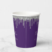 紫パーソナライズされた銀40歳の誕生日パーティー 紙コップ (右)