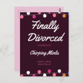 紫パーソナライズされた離婚招待状パーティーカード ポストカード (正面/裏面)