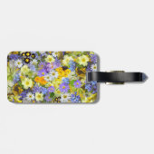 紫パーソナライズされた黄色のカントリーガーデンの花 ラゲッジタグ (裏面横)