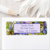 紫パーソナライズされた黄色のカントリーガーデンの花 ラベル (インサイチュ)