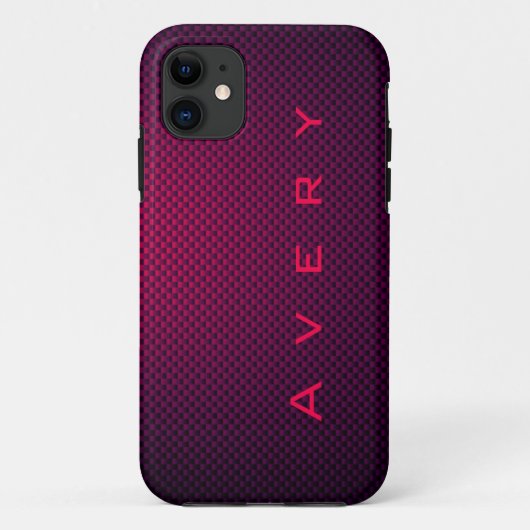 紫パーソナライズされた黒炭素繊維パターン（の模様が）ある Case-Mate iPhoneケース (裏面)