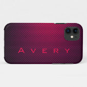 紫パーソナライズされた黒炭素繊維パターン（の模様が）ある Case-Mate iPhoneケース (裏面(横))