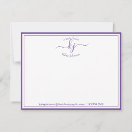 紫パーソナライズされた | ノートカードの机から サンキューカード