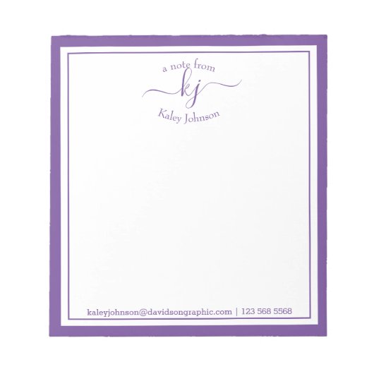 紫パーソナライズされた |メモ帳から ノートパッド (正面)