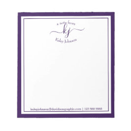 紫パーソナライズされた メモ帳のデスクから| ノートパッド